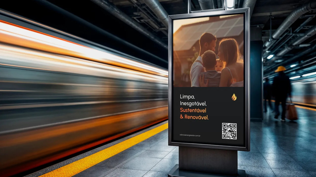 Totem publicitário com conceito sustentável